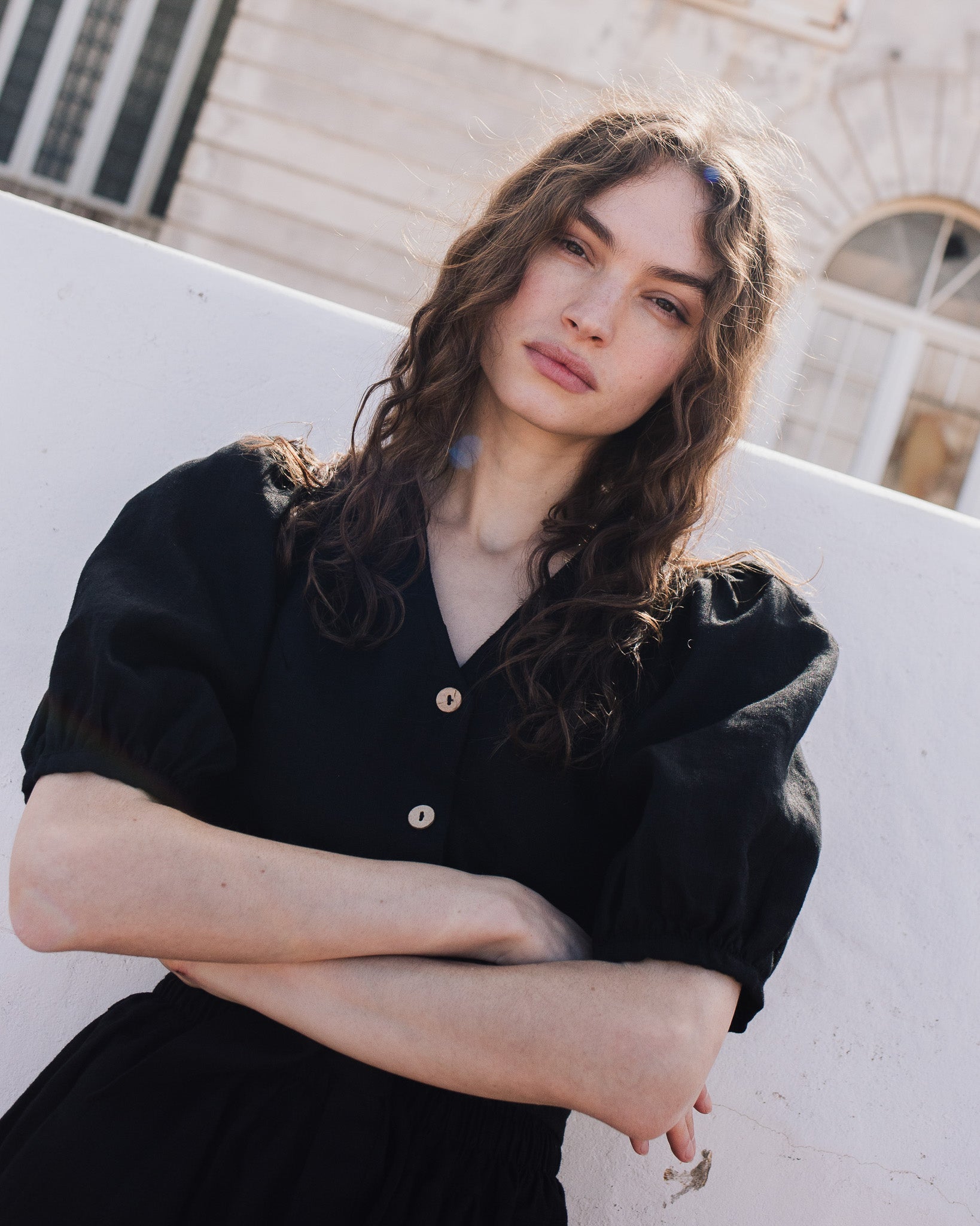 ELLA knot front button shirt linen - notperfectlinen