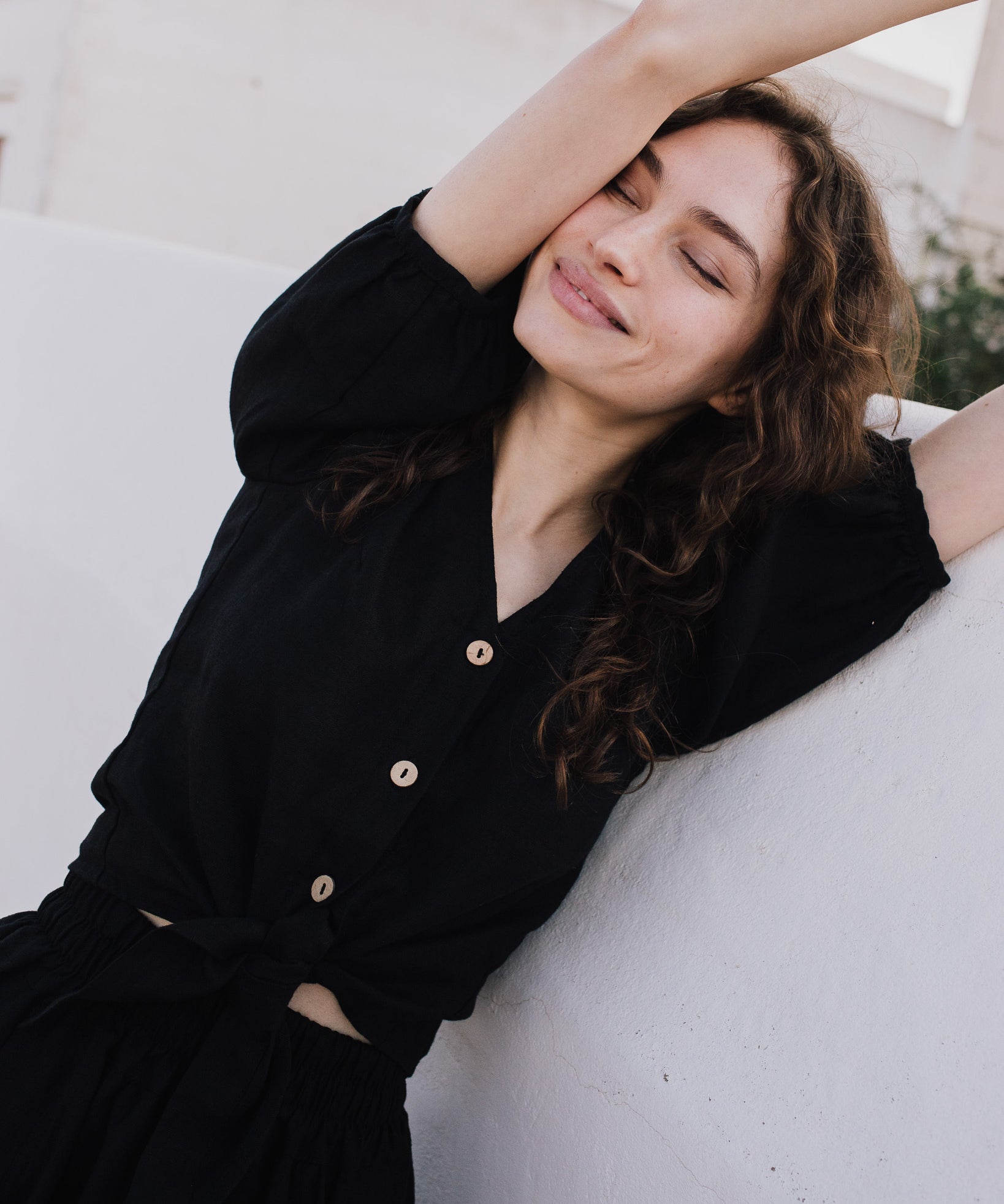 ELLA knot front button shirt linen - notperfectlinen