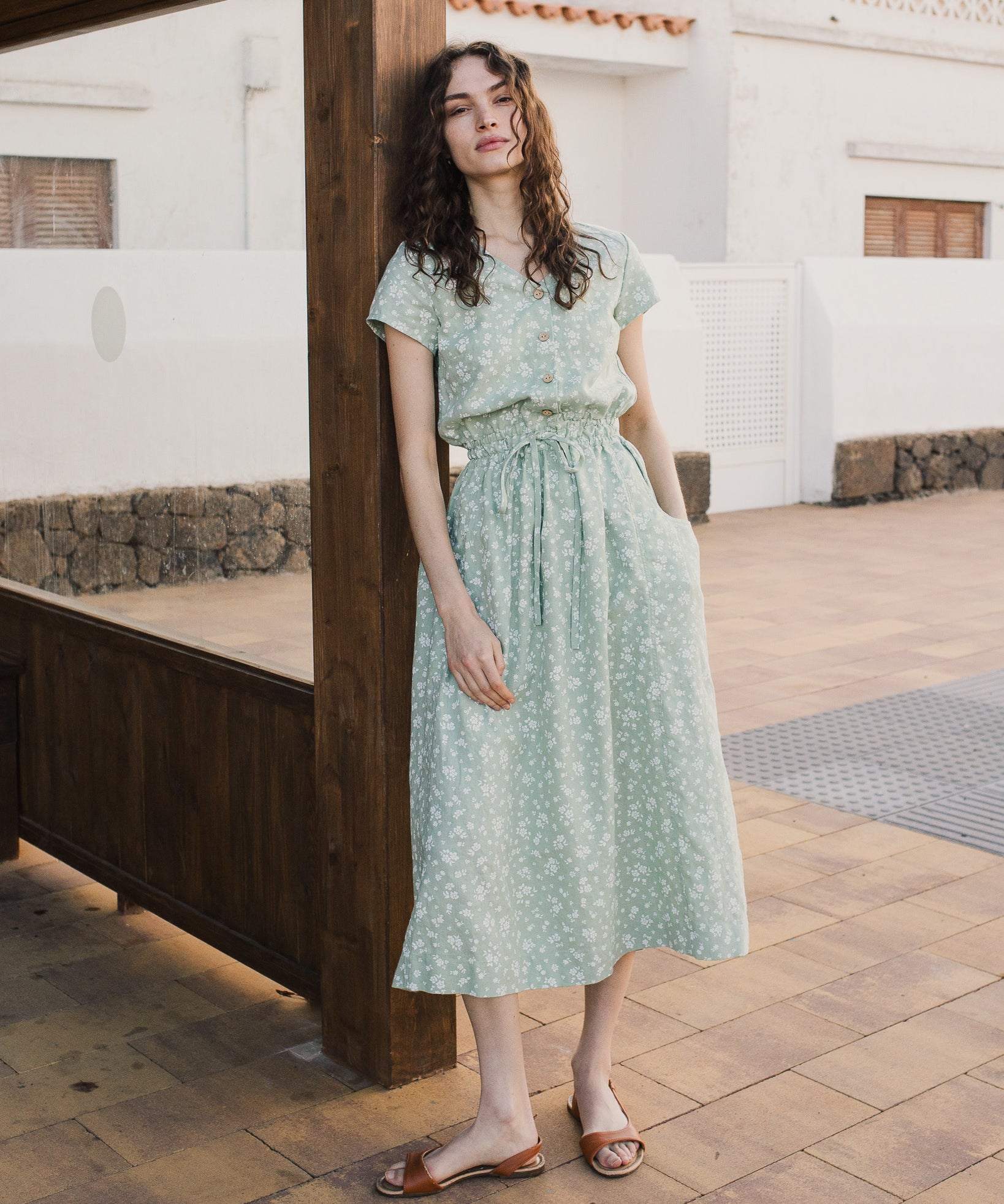 REINE waisted linen dress - notPERFECTLINEN