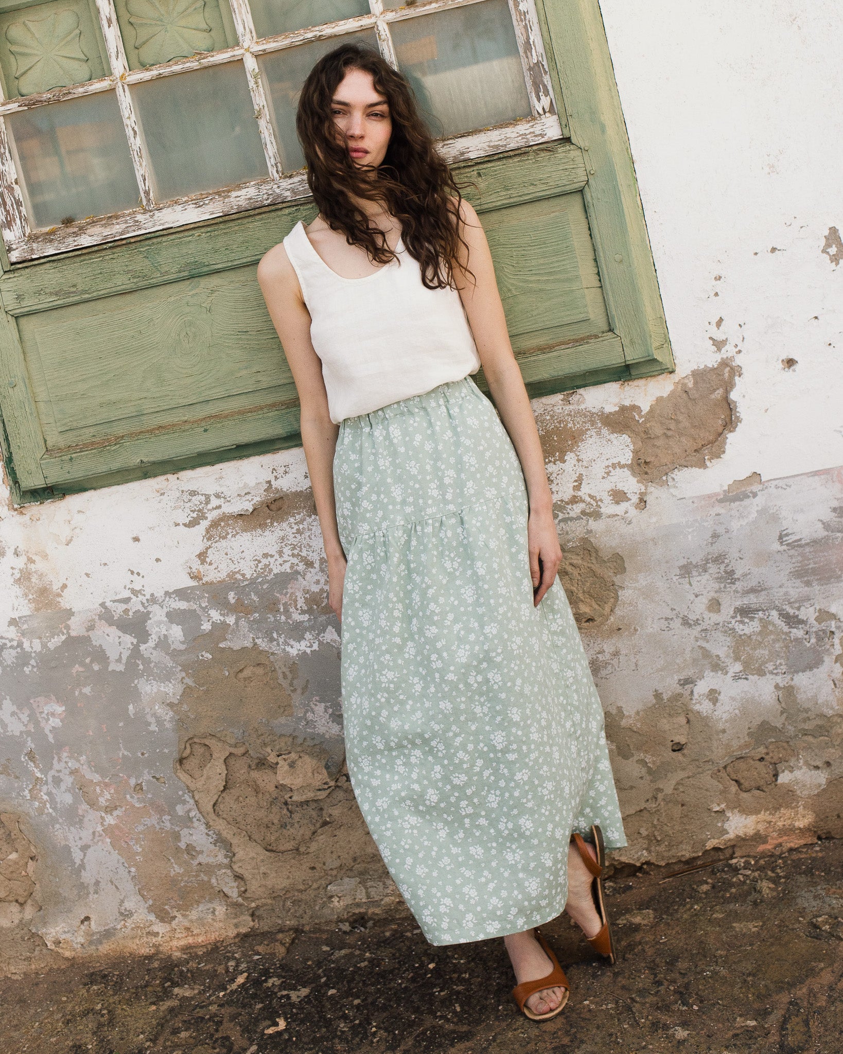 ANJALI two-tier linen skirt - notperfectlinen