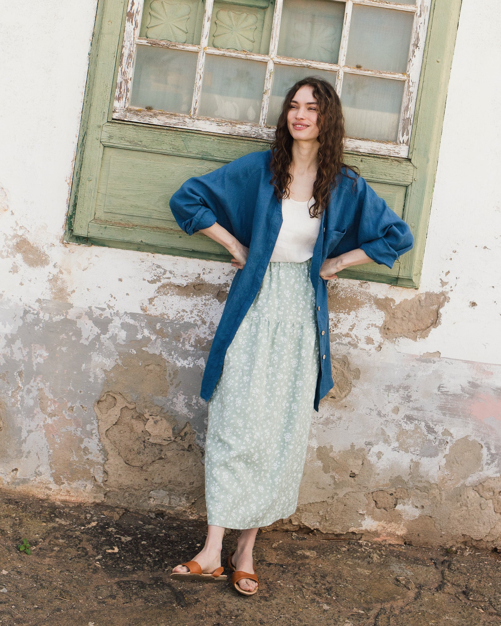 ANJALI two-tier linen skirt - notperfectlinen