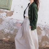 R: Sale - SION gathered linen skirt (Size: XS; Color: Polka Dots)