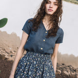 GETTY front snaps linen top - notperfectlinen