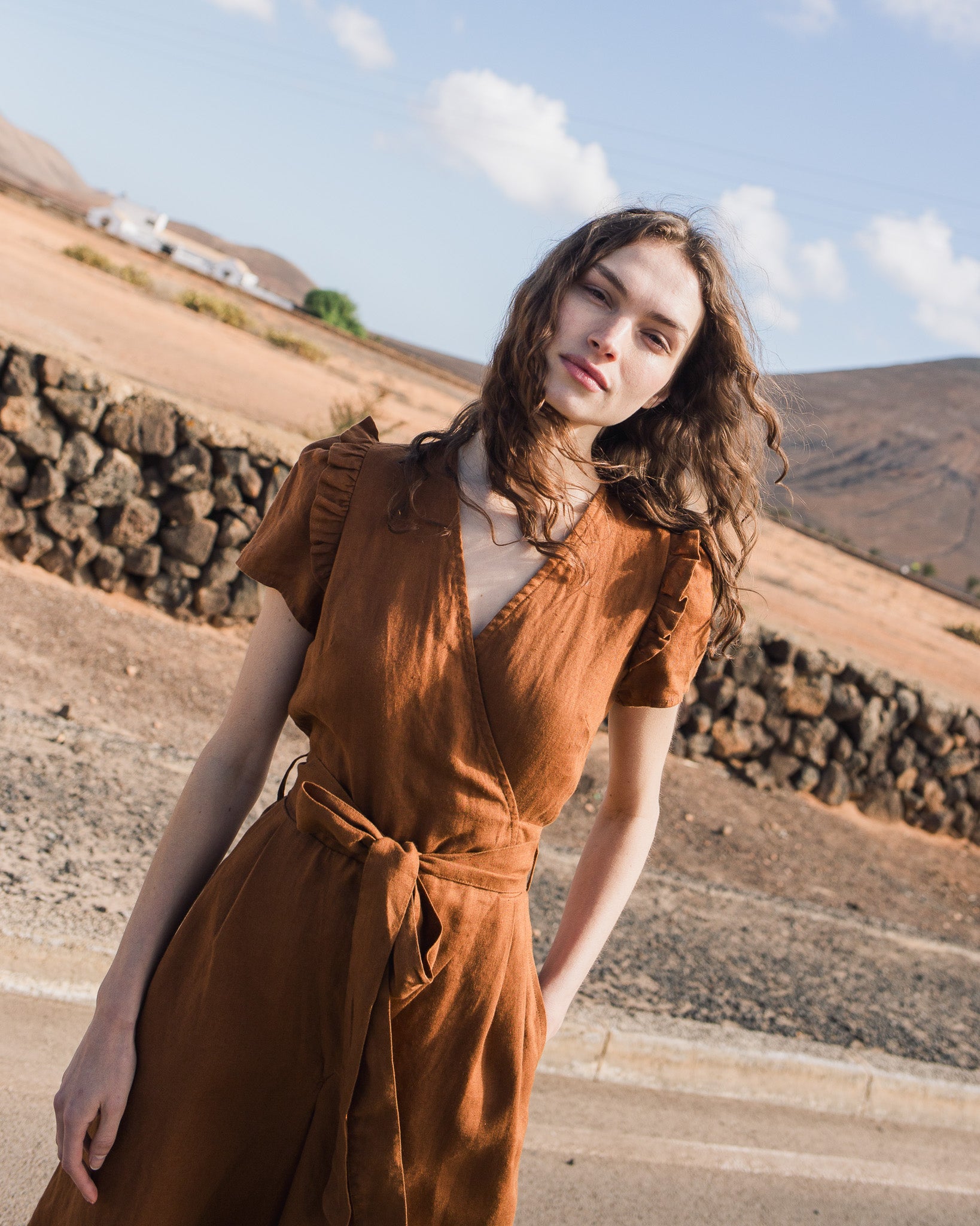 IVY wrap wide leg linen jumpsuit - notperfectlinen