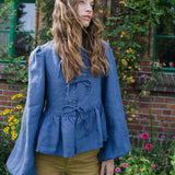 LOURDES bow tie linen blouse