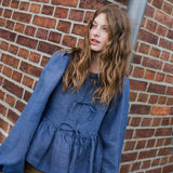 LOURDES bow tie linen blouse