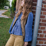 LOURDES bow tie linen blouse