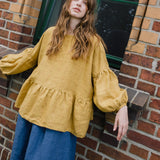 SION gathered linen skirt