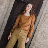 R: ELENA linen top (Color: Ginger Checks; Size: M)