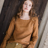 R: ELENA linen top (Color: Ginger Checks; Size: M)