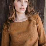 R: ELENA linen top (Color: Ginger Checks; Size: M)