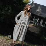 Long sleeve Maxi MAMA linen dress