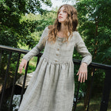 Long sleeve Maxi MAMA linen dress