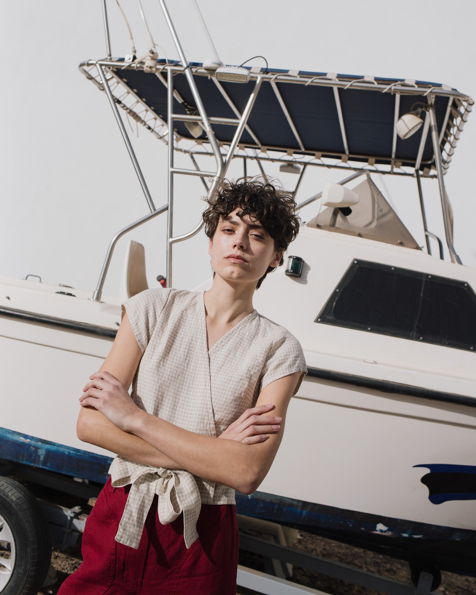 MADRID cropped linen wrap top - notperfectlinen