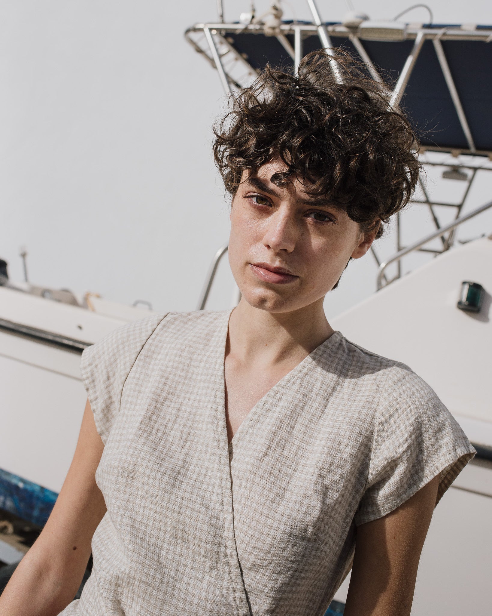 MADRID cropped linen wrap top - notperfectlinen