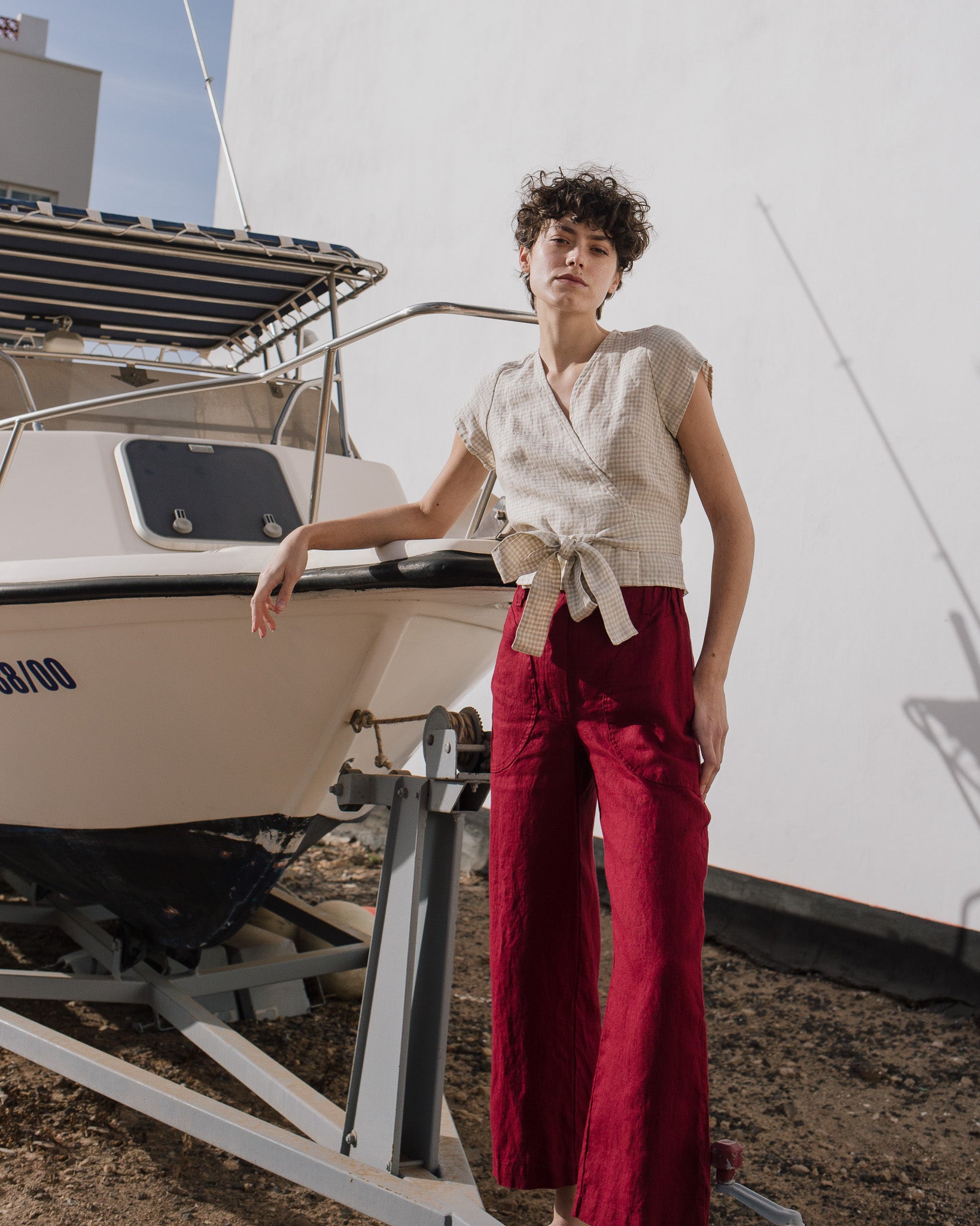 MADRID cropped linen wrap top - notperfectlinen