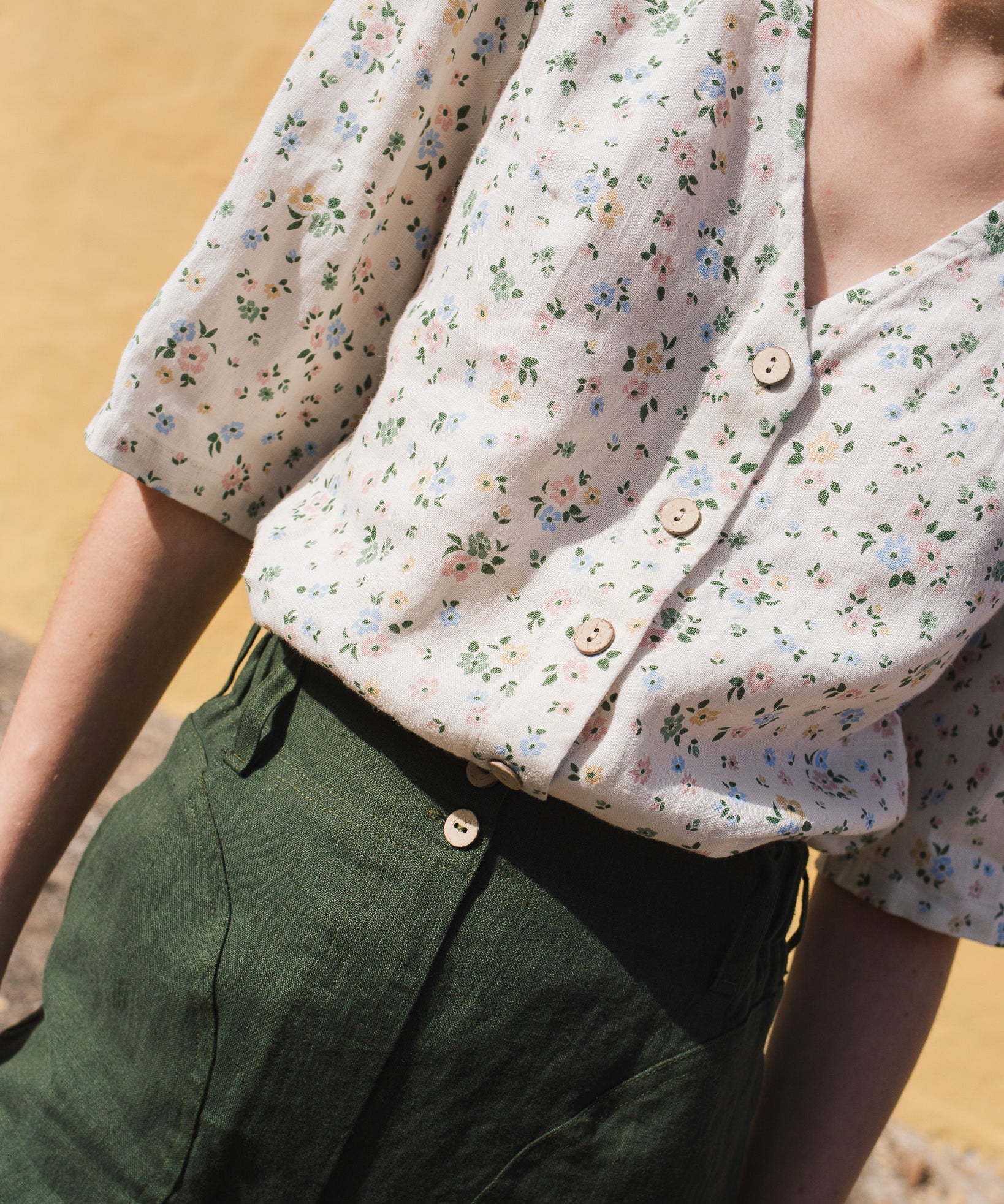 ISLA elbow sleeve top linen - notperfectlinen