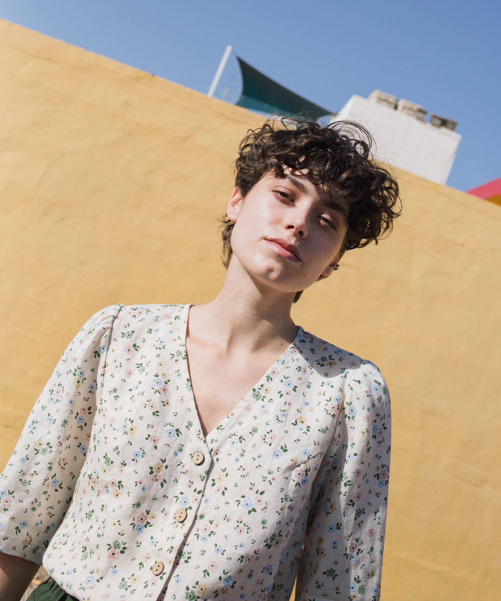 ISLA elbow sleeve top linen - notperfectlinen