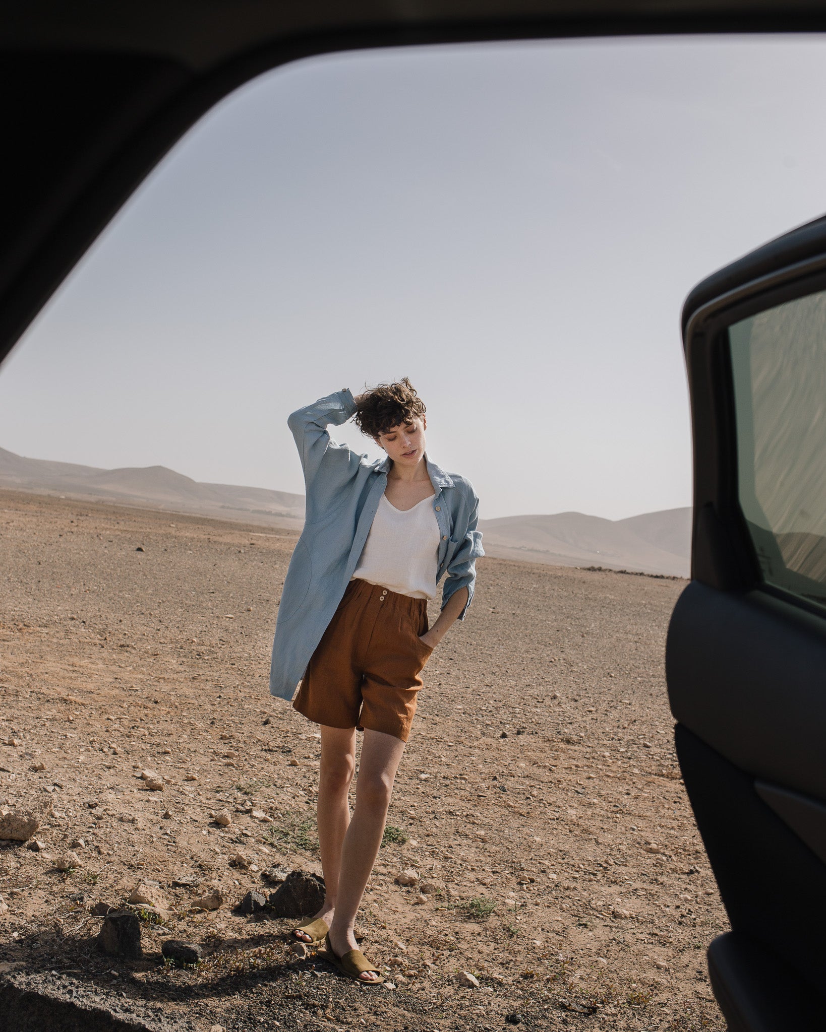 LIVORNO-2 oversized linen collar shirt - notperfectlinen