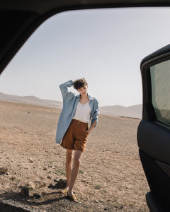 MORCOTE high-waisted linen shorts - notperfectlinen