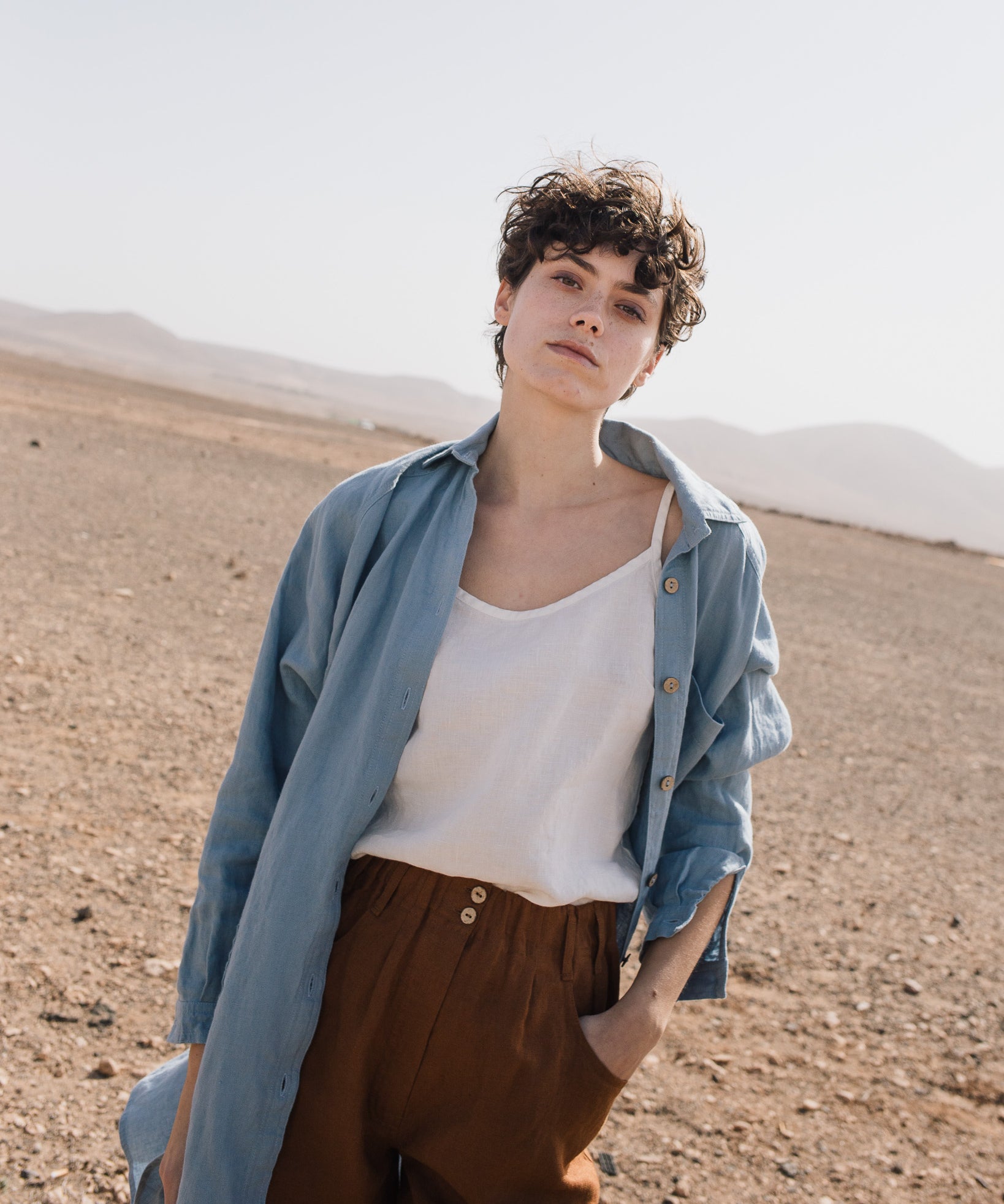 MORCOTE high-waisted linen shorts - notperfectlinen