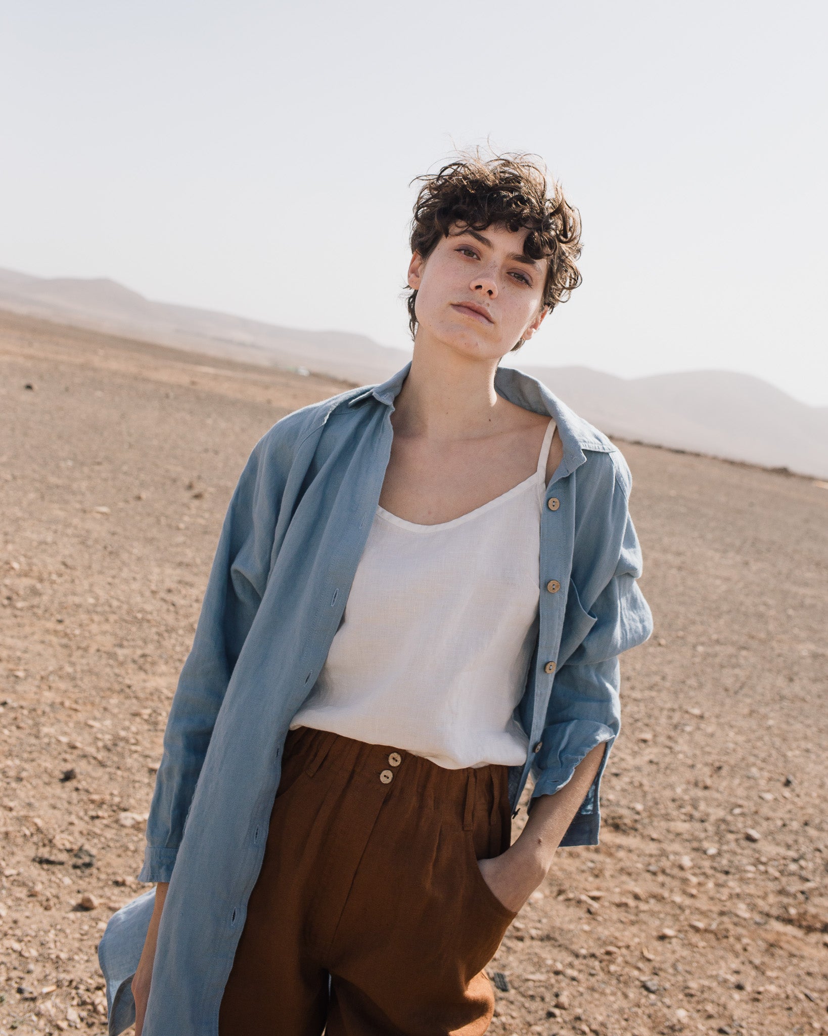 MORCOTE high-waisted linen shorts - notperfectlinen