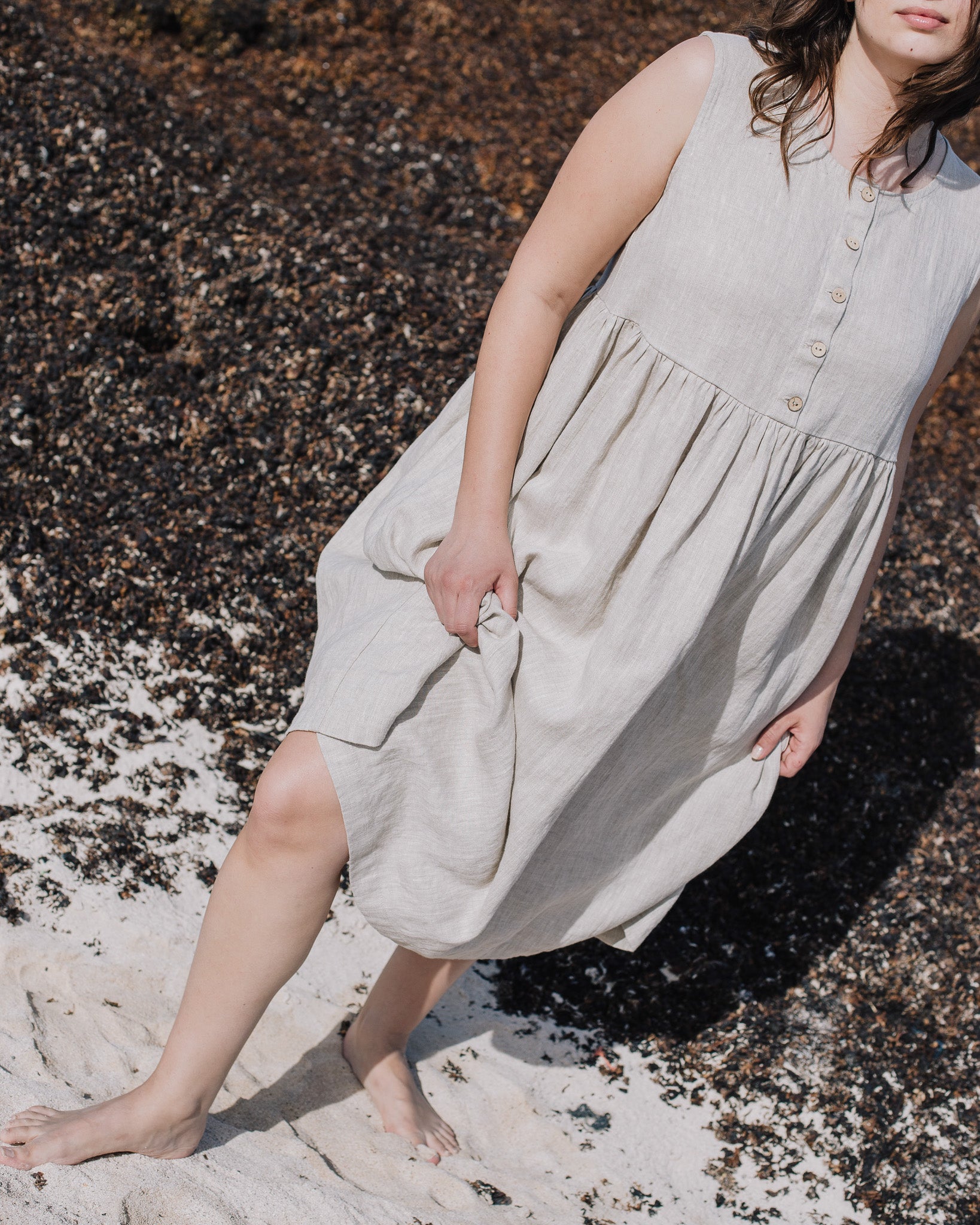Sleeveless maxi MAMA linen dress - notPERFECTLINEN