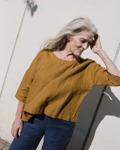 OLD LONDON round neck oversized linen top - notperfectlinen