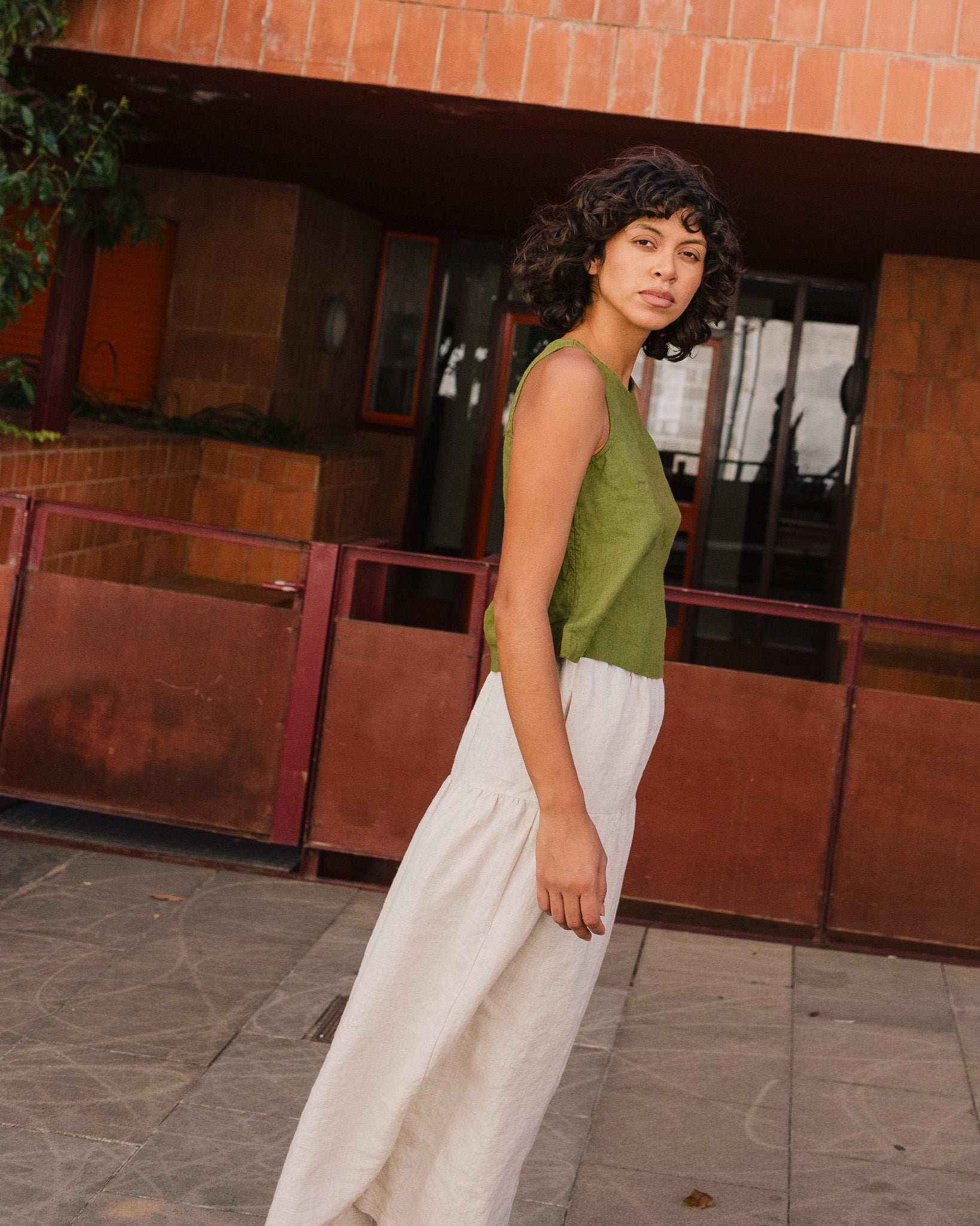 ANJALI two-tier linen skirt - notperfectlinen