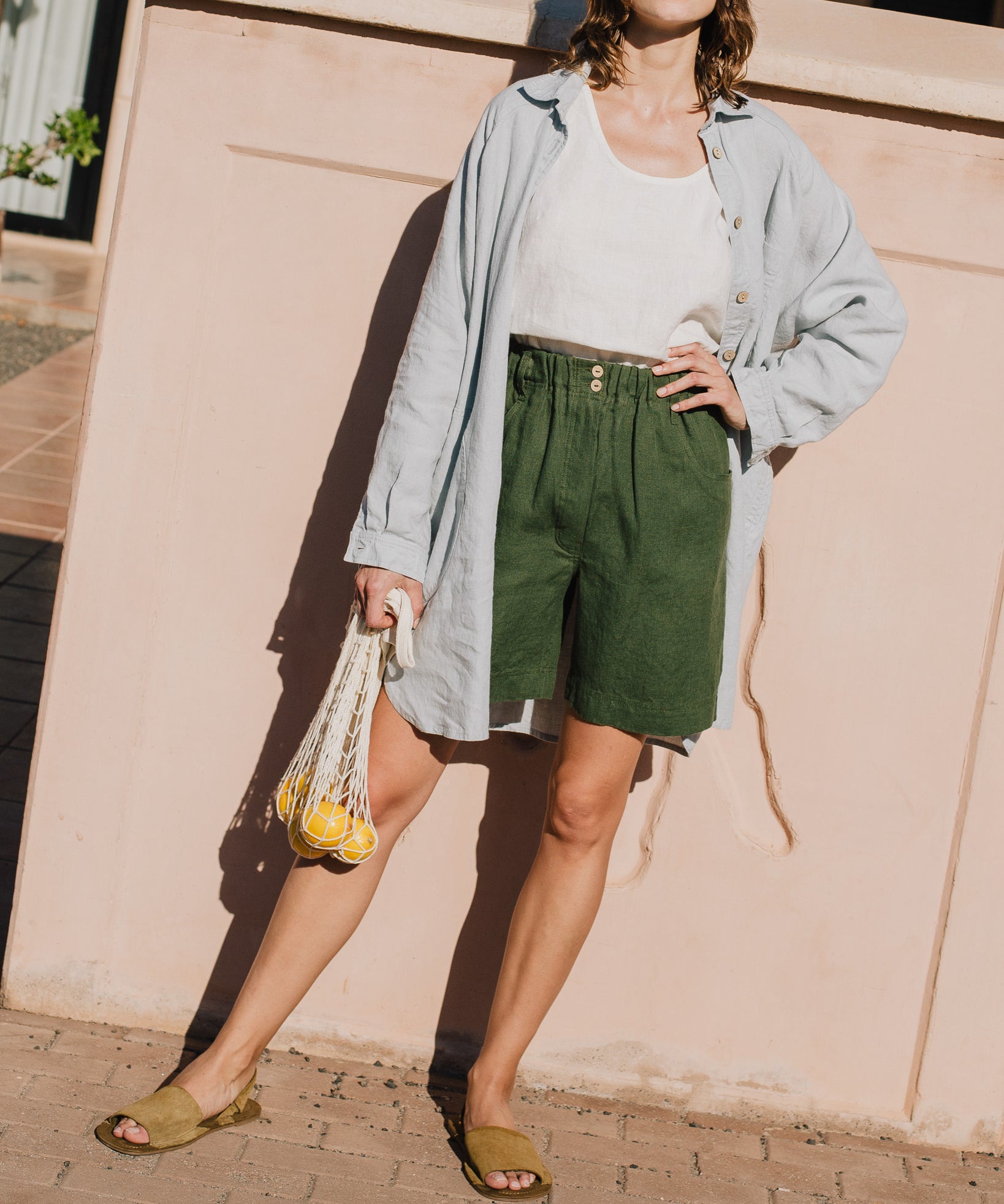 MORCOTE high-waisted linen shorts - notperfectlinen