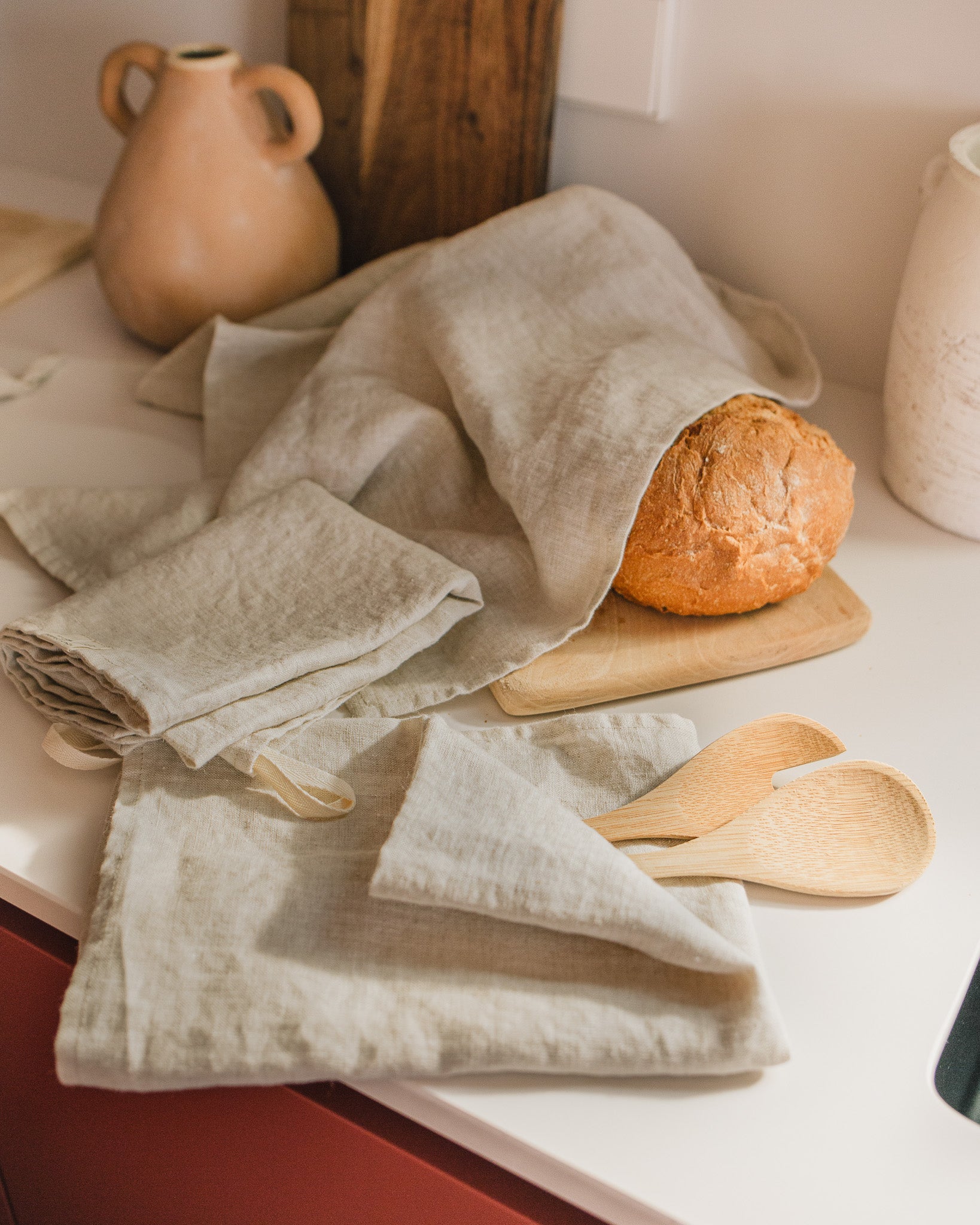 Set of 3 Linen Kitchen Towels in natural linen - notPERFECTLINEN