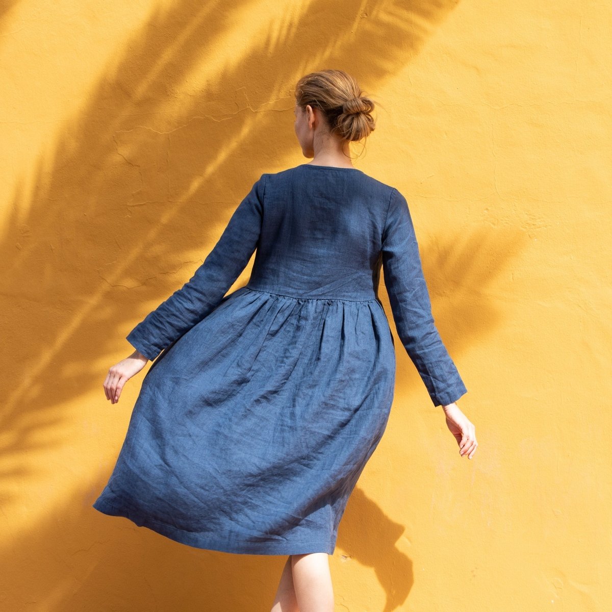 Long sleeve Maxi MAMA linen dress - notperfectlinen