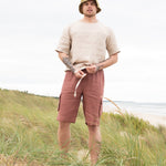 R: Men’s cargo linen shorts MACKAY (Size: S; Color: Admiral Blue) - notperfectlinen