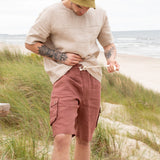 R: Men’s cargo linen shorts MACKAY (Size: S; Color: Admiral Blue) - notperfectlinen