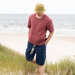 R: Men’s cargo linen shorts MACKAY (Size: S; Color: Admiral Blue) - notperfectlinen