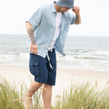 R: Men’s cargo linen shorts MACKAY (Size: S; Color: Admiral Blue) - notperfectlinen