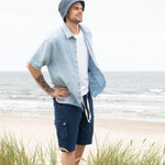 R: Men’s cargo linen shorts MACKAY (Size: S; Color: Admiral Blue) - notperfectlinen