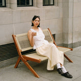 R: MIJAS bow tie linen blouse (Color: Deepest Black; Size: M)