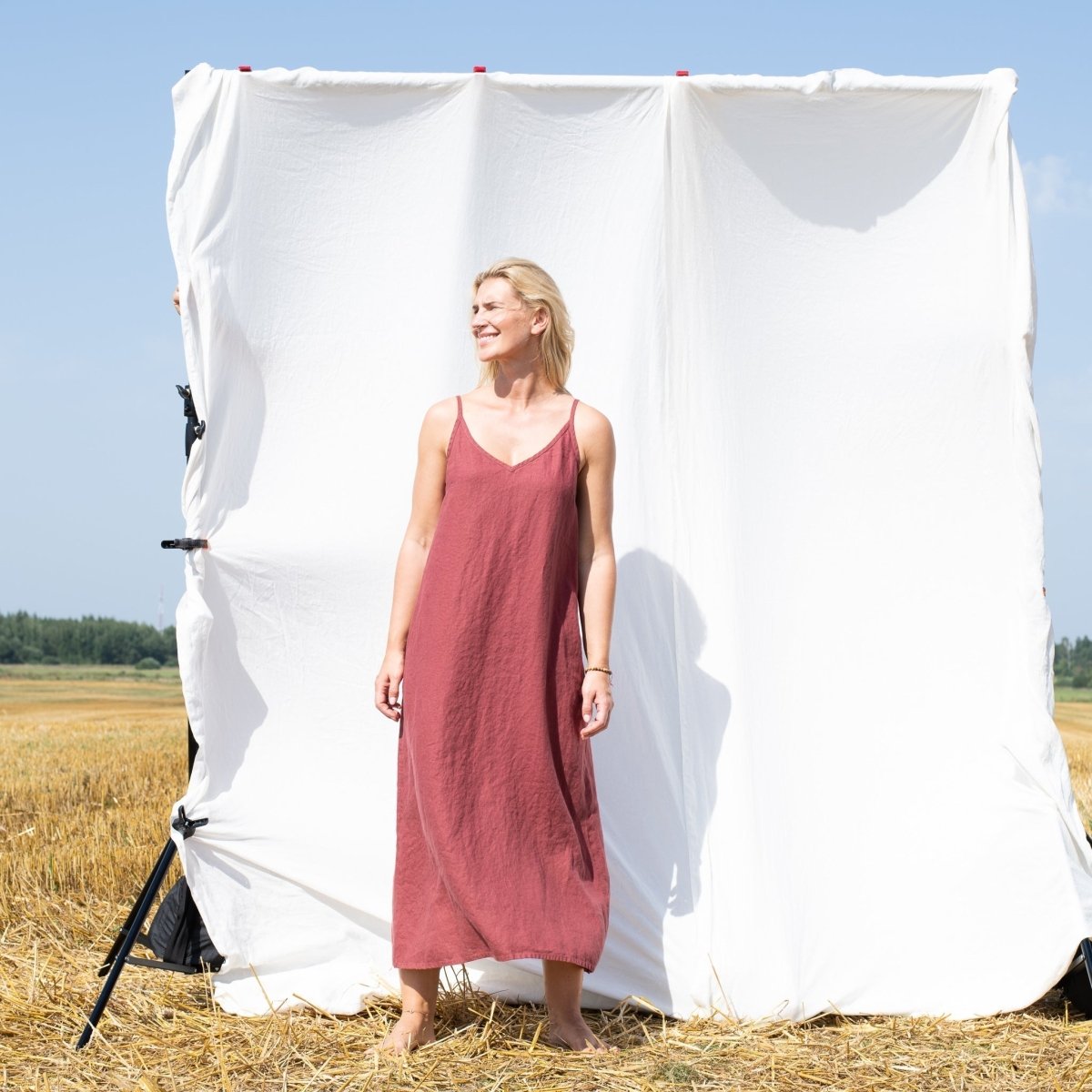 LANGLEY-2 maxi slip linen dress - notperfectlinen