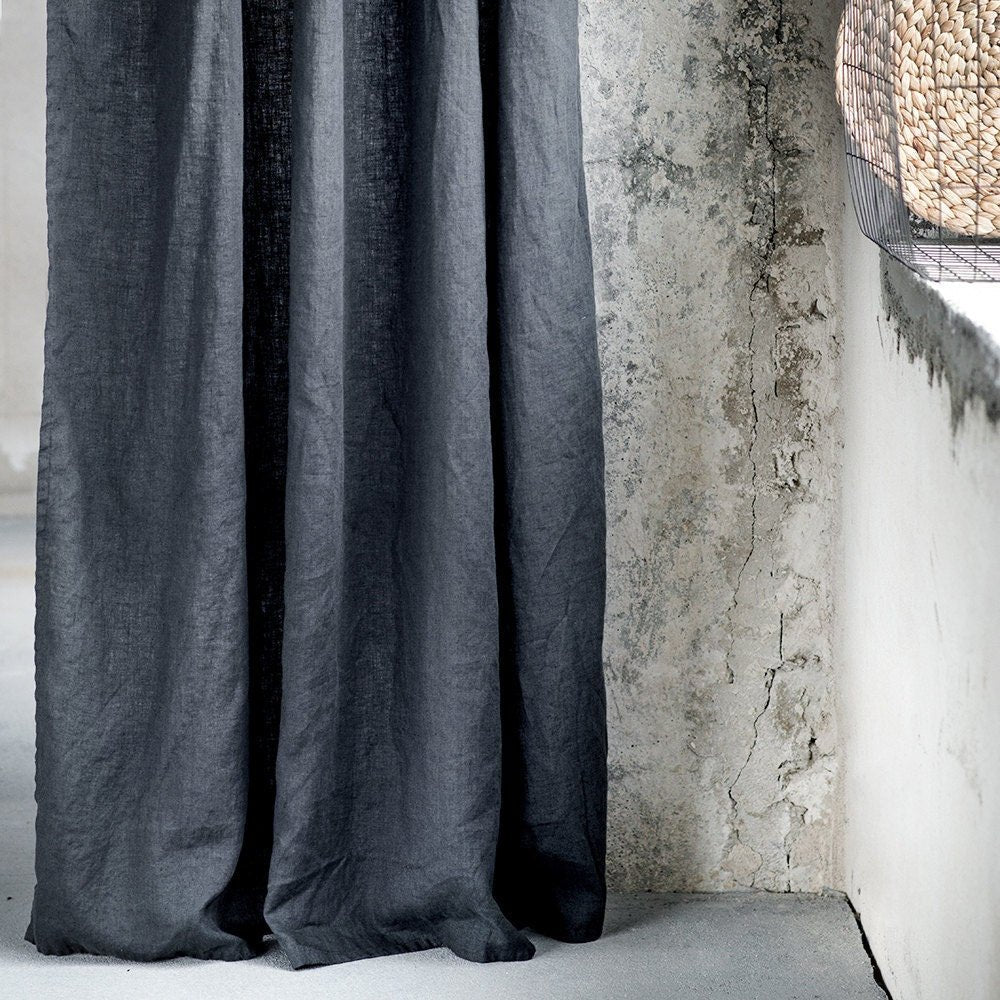 Linen CURTAIN in Charcoal / 1 PANEL - notperfectlinen