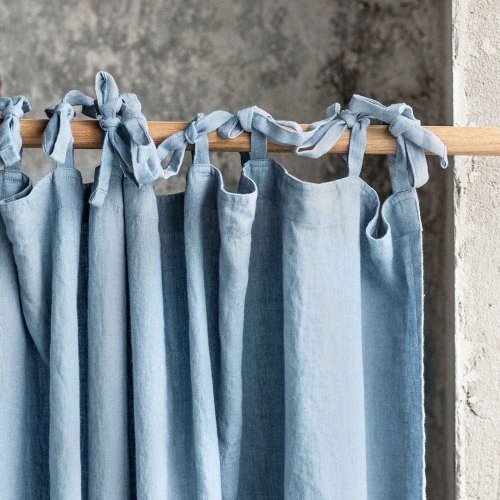 Linen CURTAIN in Swedish Blue / 1 PANEL - notperfectlinen