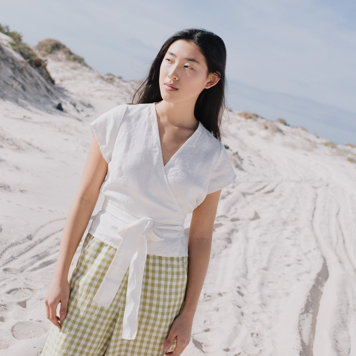 MADRID cropped linen wrap top - notperfectlinen