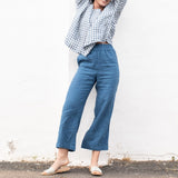 PUGLIA straight cut cropped linen pants - notperfectlinen