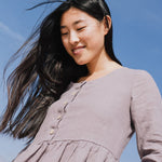 Long sleeve midi MAMA linen dress - notperfectlinen