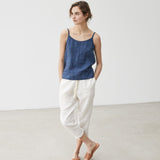 customized: TOLEDO capri linen pants (Color: Beige; Size: S/M)