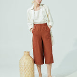 WELS midi linen wide leg pants