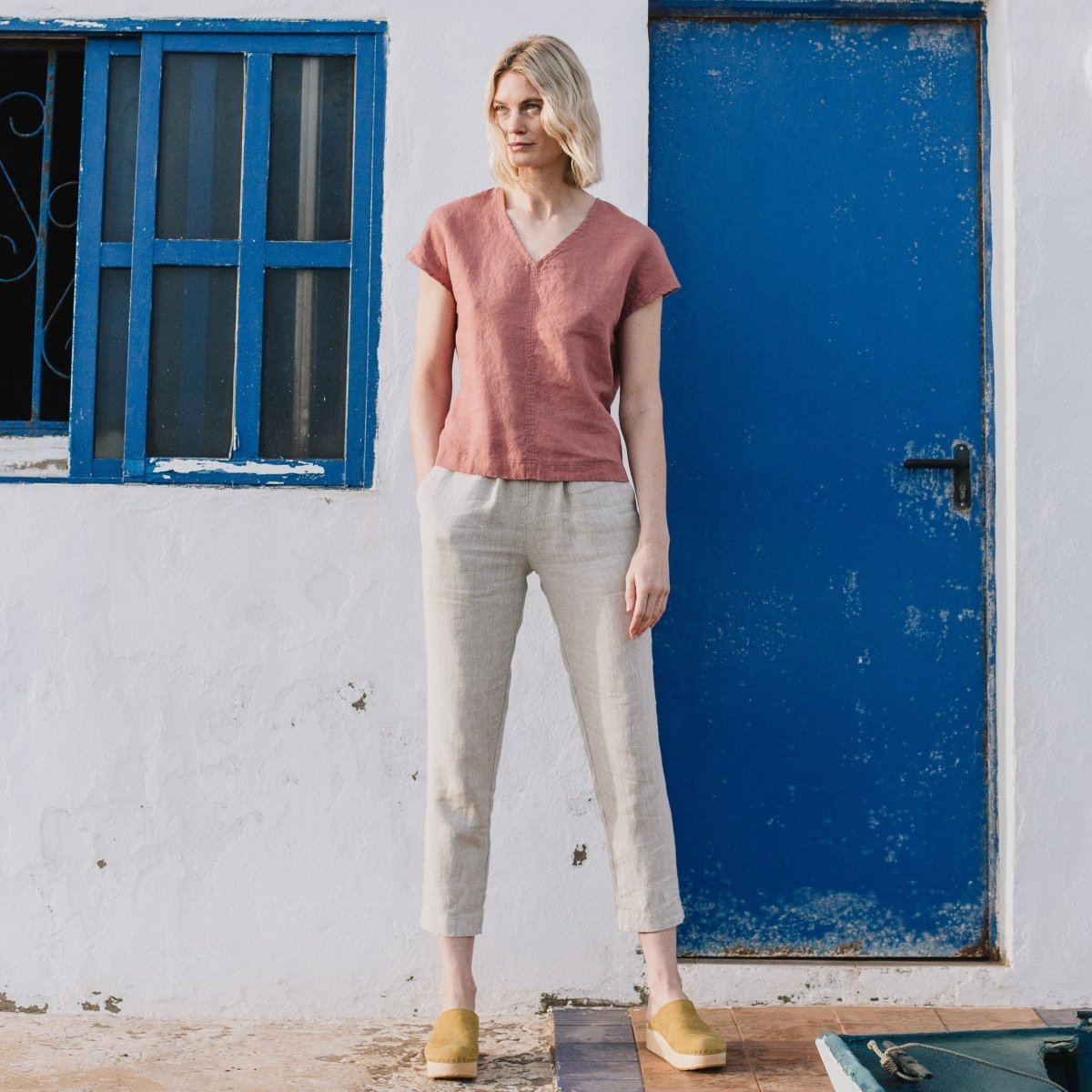 YAMBA cropped linen pants - notPERFECTLINEN