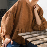 OCHRE-2 oversized linen top