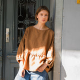 OCHRE-2 oversized linen top