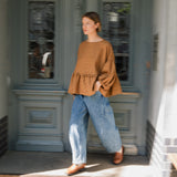 OCHRE-2 oversized linen top